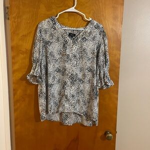Jones New York Black and White Speckled Blouse